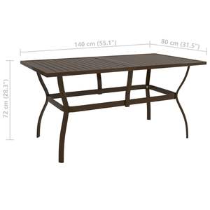 Grande table de jardin en acier durable, revêtement poudré brun, tables d'extérieur - Product Image 6