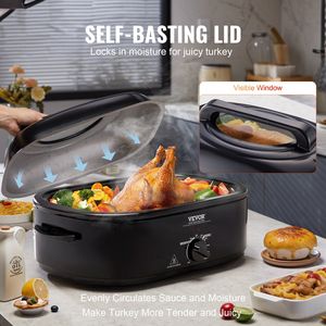 Forno Elettrico da Banco da 24 QT con Coperchio Autoriscaldante, 1450W, Funzioni Scongelamento e Mantenimento Caldo per Arrosto di Tacchino - Product Image 3