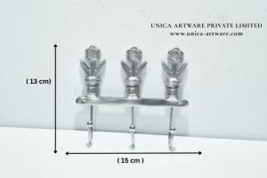 Handcrafted Floral Design Aluminum Wall <b>Hook</b> Rack Decorative 3 <b>Hook</b> Key Holder Coat <b>Towel</b> Organizer for Home Decor at Best Price - Product Image 3