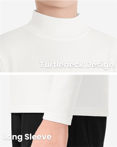 Camisetas unisex blancas de manga larga con cuello alto, de algodón tejido, para uniforme escolar, para niños y niñas de primaria. - Product Image 3