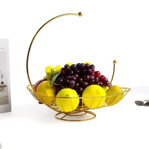Industry Trending Modern Metal Wire Fruit Basket With Handle Gold Finish <b>Storage</b> Bowl For Kitchen Decor - Product Image 1