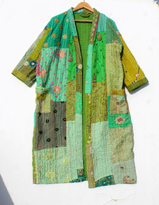 Bata Kimono de Algodón Bordado Kantha para Mujer, Tallas Grandes, Estilo Patchwork, para Verano, Otoño, Playa, Invierno y Primavera - Product Image 5