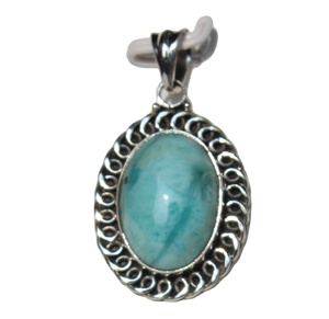 Compre colgante de piedras preciosas de Plata de Ley 925 hecho a mano, ajuste de bisel de Larimar sin tratar, colgantes y dijes de moda de cabujón ovalado - Product Image 6