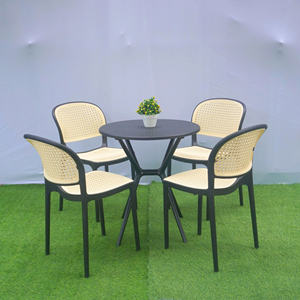 Black High-End Modern Wicker-Imitation Molded Plastic <b>Chair</b> Waterproof & Durable Comfortable Outdoor <b>Garden</b> Use - Product Image 1