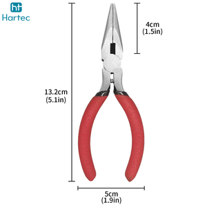 2 Pack Long <b>Needle</b> Nose Jewelry Pliers Precision Chain Nose Wire Bending Tool Set with Red Rubber Grips for Crafting - Product Image 3