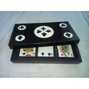 Black Rectangle Storage <b>Box</b> with Playing Card Suit Design Glossy Plastic Resin Poker Card Case for Neatening Decorative Use - Product Image 3