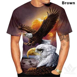 Camiseta Personalizada para Hombre con Gráfico de Águila Azul Oscuro, Manga Corta, Cuello Redondo, Corte Regular, 100% Poliéster, Impresión por Sublimación, Estilo Casual Urbano - Product Image 3
