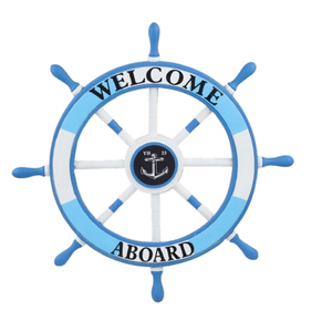 Wooden Nautical Ship Steering Wheel <b>Wall</b> <b>Decor</b> Beach Style Rudder Hanging for Home - Product Image 1