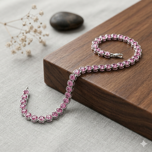 Art Palace - Encantador Charm de Plata con Circonita Cúbica Rosa para Pulsera, Elegante CZ - Product Image 1