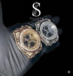 Reloj de Lujo para Hombre con Diamantes, Esfera Redonda, Moissanita, Oro y Plata, Estilo Hip Hop, Joyería de Moda Masculina - Product Image 1