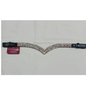 Alta calidad en forma de V Bling Crystal Brow Band Venta al por mayor de cuero fabricado Horse Bling Brow Bands - Product Image 1