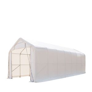 15FT X 35FT Single RV/Motorhome Storage Shelter 17 oz <b>PVC</b> Fabric Cover Front <b>Roll</b> Door Enclosed Rear Wall 3 Layer Galvanized St" - Product Image 1