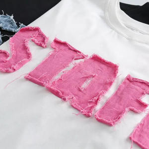 T-shirts Homme Été Nouveauté Épaules Tombantes Effet Vieilli Broderie Personnalisée Impression Blanche T-shirts Homme Respirants OEM - Product Image 6