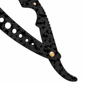 Rasoir droit pliant de qualité supérieure pour le rasage de la barbe, couteau de barbier en acier inoxydable, camouflage noir, réutilisable, fabricant OEM - Product Image 4