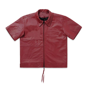 Camisa Casual de Manga Corta para Hombre, Color Verde Claro, Cuello Alto, Estilo Motociclista, Ajustada, de Cuero PU, Marca Zipro Industries, Modelo 2026 Premium - Product Image 1
