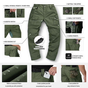 Pantalones de senderismo para hombre, impermeables, elásticos, casuales, tácticos, con múltiples bolsillos, para senderismo, trabajo, jogging, talla grande. - Product Image 4