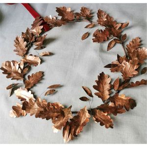 Moderna Corona de Pared Geométrica de Metal Dorado con Hojas Artificiales de Eucalipto, Decoración Botánica Colgante para Sala de Estar, Adorno para el Hogar - Product Image 6