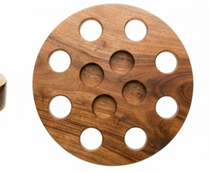 Élégant support rond en bois pour verres, organisateur d'ustensiles de cuisine rustique fait main - Product Image 2