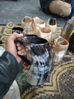 Chope à boire en corne de Viking, écologique, faite à la main, biologique, polie, style nordique, motif animal, gravure personnalisée, taille sur mesure, cadeau pour marié, pour la maison