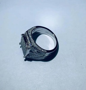 Square Moissanite Pinky <b>Ring</b> 925 Sterling Silver <b>Iced</b> Out Hip Hop Jewellery VVS Diamond Luxury <b>Ring</b> - Product Image 2