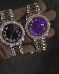 New Arrival High Quality <b>Black</b> Auto Date Iced VVS Clarity Moissanite Diamond Studded HipHop <b>Watches</b> for Men <b>Women</b> Widely Selling - Product Image 4