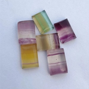 Pierres précieuses en fluorite naturelle violette de qualité, forme rectangulaire, cabochon à dos plat, calibrées, certifiées par un tiers, pour bijoux - Product Image 1