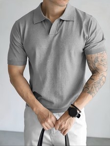 Men's Black Solid Cut Viscose/Cotton Knitted Short Sleeve Quick Dry <b>Old</b> Money for Shirt Casual Breathable Regular Fit - Product Image 1
