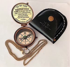 Antique Brass <b>Compass</b> With Leather Case <b>Vintage</b> Nautical Pocket <b>Compass</b> For Son Gift Collectible Decorative Item - Product Image 4