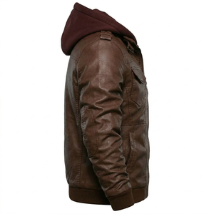 Nuevas Chaquetas de Cuero PU para Hombre, Cuello Alto, Estilo Vintage, Color Slim, Venta al por Mayor, Chaqueta Casual de Cuero PU, Moda Masculina - Product Image 4