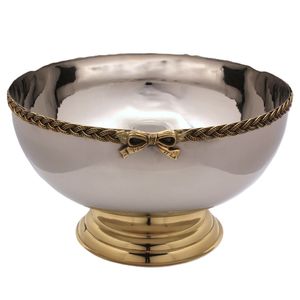 Grand seau à vin créatif en acier inoxydable argenté sur pied avec bord perlé, moderne, pour mariage et fête, refroidisseur de vin de table - Product Image 2