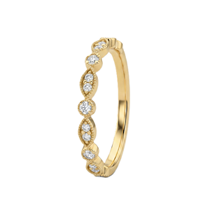 Bague de promesse en or massif 9K 10K avec diamant de laboratoire rond, style vintage Milgrain, et demi-alliance de mariage en moissanite - Product Image 4