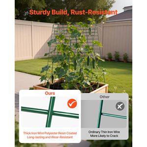 Set di 4 tralicci per cetrioli da giardino, 90 cm, in metallo con rivestimento antiruggine, supporto per piante rampicanti in aiuole rialzate, spessore 5 mm - Product Image 2