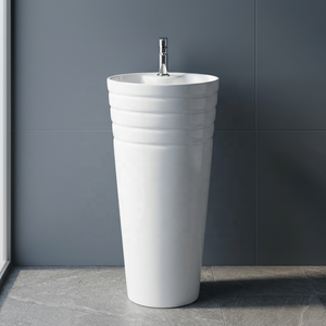 Best Sale Round Ceramic Wash Basin with Pedestal Set for Bathroom Home Porcelain Sanitary Ware Lavabo - Product Image 1