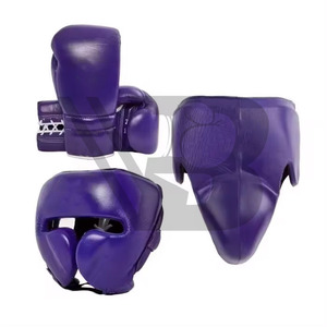 ชุดฝึกซ้อมมวยแบบมืออาชีพใหม่ ผลิตจากหนังแท้ ประกอบด้วยนวมชกมวย หมวกป้องกันศีรษะ และอุปกรณ์ป้องกันอวัยวะเพศชาย - Product Image 4