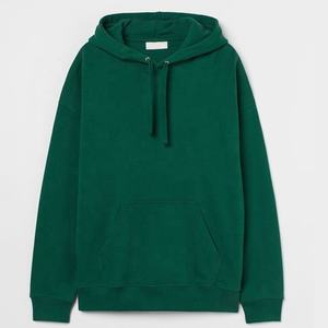 Sweat-shirt à capuche unisexe vert, coupe classique, couleur unie, pull décontracté en molleton tricoté 100% coton - Product Image 3