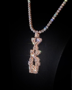 Colgante de Lujo IGI con Letra Inicial Personalizada, Moissanita VVS, Plata de Ley 925, Bañado en Oro Rosa, Estilo Hip Hop - Product Image 2