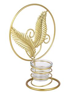 Candelabro Redondo de Latón con Diseño de Hojas para Decoración del Hogar, Diseño Metálico Duradero - Product Image 4