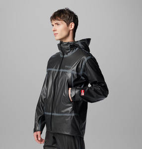 Veste de pluie professionnelle noire pour homme, coupe-vent, fermeture éclair, légère, imperméable, toutes saisons, avec capuche - Product Image 6