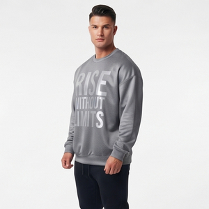 Crew Neck Drop Shoulder Sweatshirt 100% Polyester Fleece Printed Sweatshirt Men Long Sleeve Pullover Printed <b>Sweat</b> Shirts Mens - Product Image 3