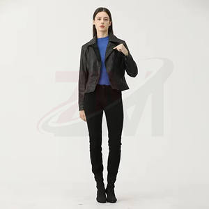 Chaquetas de cuero de manga larga para mujer, de invierno, premium, a la moda, diseño personalizado, de piel de oveja suave, chaquetas de cuero genuino para mujer - Product Image 3