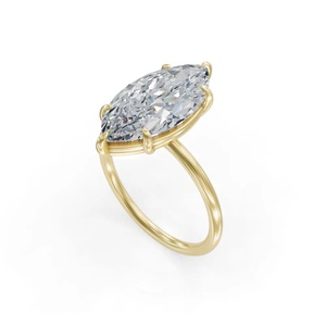 Marquise Cut Stainless Steel <b>Ring</b> 14K Gold Plated Claw <b>Set</b> Gemstone Band <b>for</b> <b>Women</b> Anniversary Party - Product Image 1