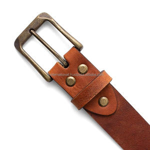 Ceinture décontractée pour hommes de haute qualité en cuir de vachette véritable avec boucle en laiton antique Vintage longueur personnalisée pour unisexe - Product Image 5