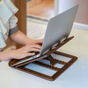 <b>Foldable</b> Wooden Laptop Stand Adjustable Tabletop <b>Desk</b> Holder Portable Work and Travel Riser - Product Image 1