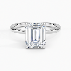 Bague SOJ 02 en argent 925 plaqué rhodium, taille émeraude, motif floral, grande pierre sertie à griffes, solitaire, pour fiançailles et mariage, certifiée GRA 2ct D - Product Image 1