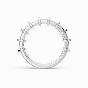 Luxury 14K Gold Single Row Floating Round Lab Grown Diamond <b>Dainty</b> Stacking <b>Ring</b> Chic <b>Ring</b> Set Gilded Lattice Diamond Link Band - Product Image 6