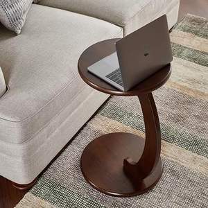 Mesa Auxiliar de Madera en Forma de C para Sofá y Cama |   Mesa para Portátil de Madera Maciza |   Mesa Auxiliar Compacta para Sala de Estar, Dormitorio y Oficina - Product Image 3