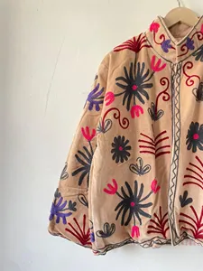 Luxury Floral Velvet Suzani <b>Jacket</b> <b>Women</b> Embroidered Luxury Stand Collar Bohemian Full Sleeve <b>Spring</b> Outerwear - Product Image 3