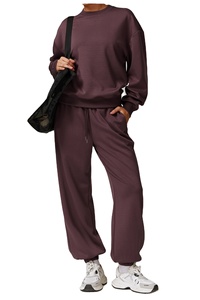 Conjunto de 2 Piezas para Mujer: Sudadera con Capucha y Cremallera, Transpirable, Ecológica, Color Rosa Sólido, y Pantalones Deportivos de Felpa de Algodón - Product Image 2