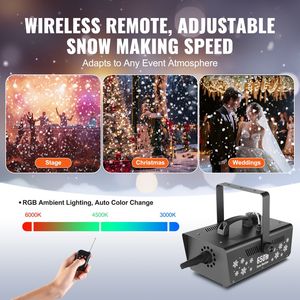 Macchina della Neve Portatile Premium 650W con Telecomando Wireless, Serbatoio da 1L, Alta Produzione di Fiocchi di Neve Artificiali per Illuminazione Scenica - Product Image 4