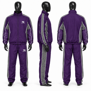 Ensemble de survêtement à capuche pour homme, 100 % polyester, coupe-vent, blocs de couleur, fermeture éclair intégrale, faible MOQ, prix abordable, collection hiver - Product Image 2
